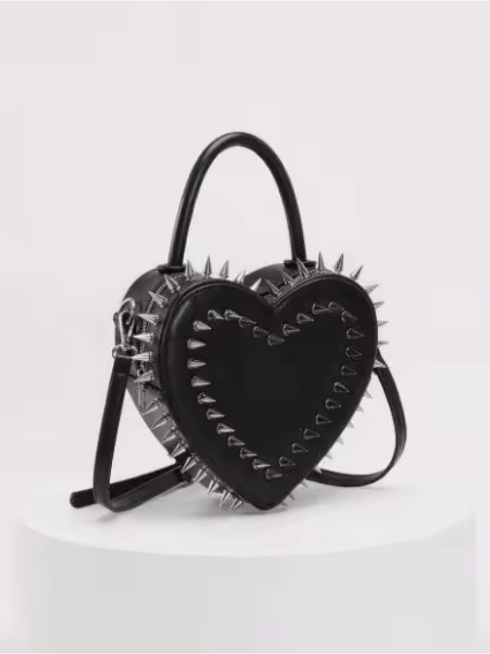 Spikes Studded Heart-Shaped Crossbody Bag purse Black or Red